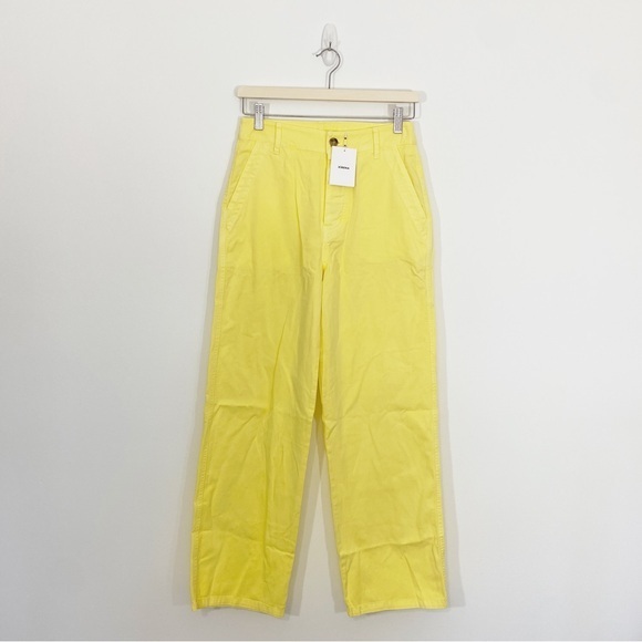 Xirena NWT‎ 24 Baylor Yellow Twill Cotton High Rise Straight Trouser Pant’s